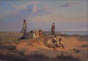 martinus rorbye Men of Skagen a summer evening in fair wheather painting